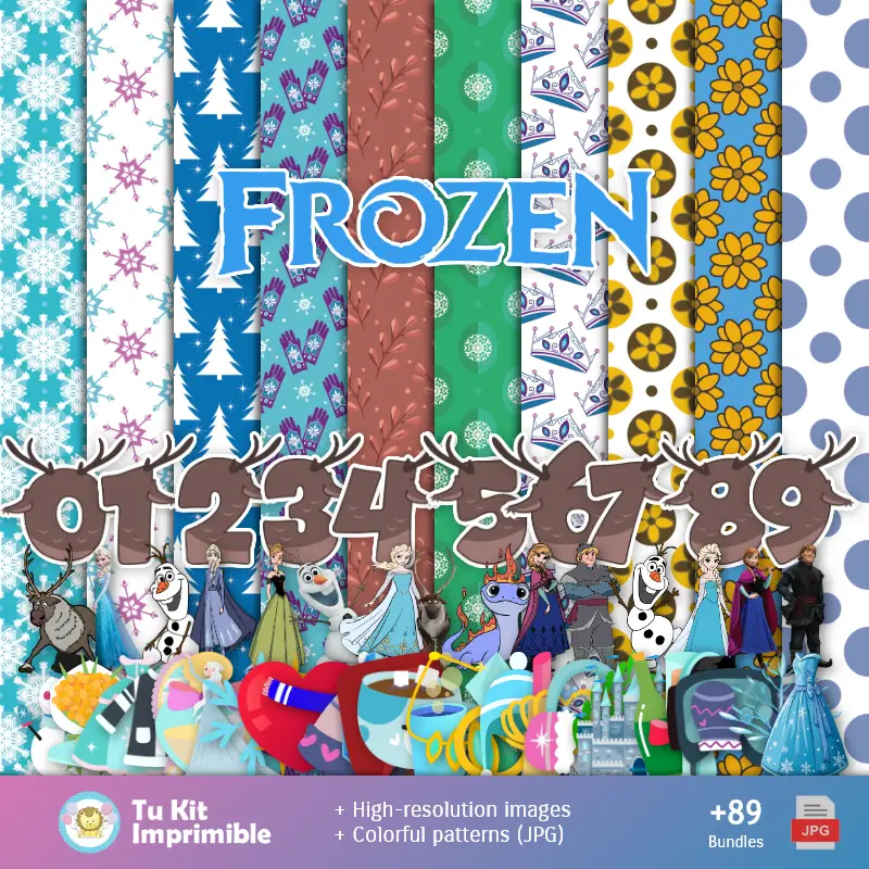 Padrões e Texturas Frozen - Kits de Scrapbook e Festas