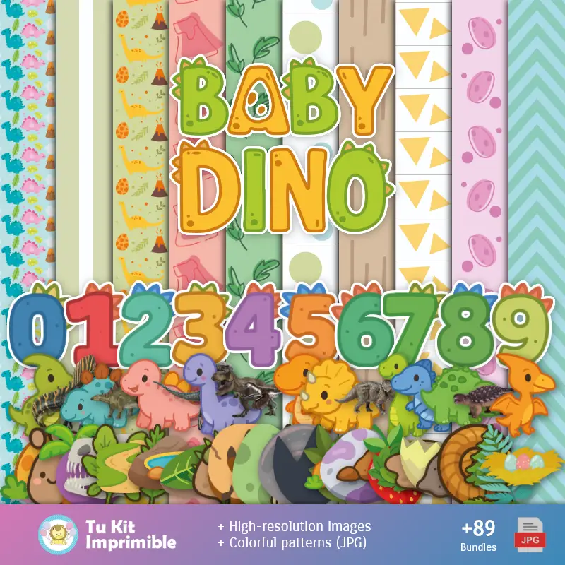 Padrões e Texturas Dinosaurios - Kits de Scrapbook e Festas