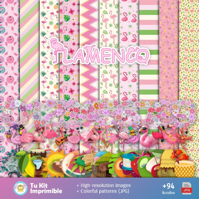 Fondos | Padrões e Texturas Flamencos - Kits de Scrapbook e Festas