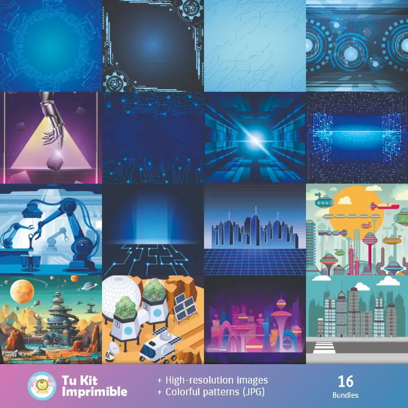 Fondos | Padrões e Texturas Robots - Kits de Scrapbook e Festas