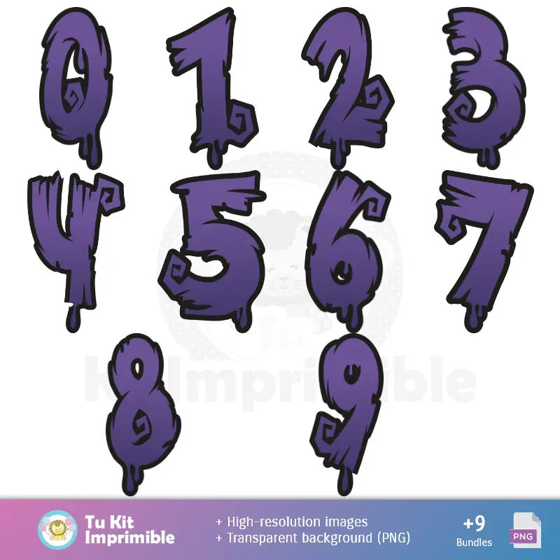 Números Temáticos | Padrões e Texturas Vampirina - Kits de Scrapbook e Festas