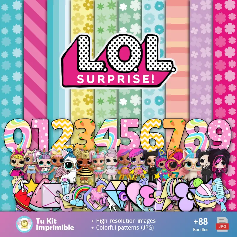 Padrões e Texturas LOL Surprise - Kits de Scrapbook e Festas
