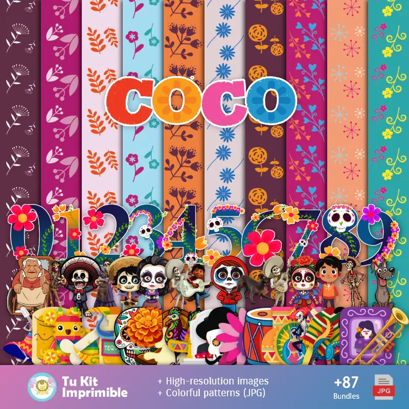 Padrões e Texturas Coco - Kits de Scrapbook e Festas