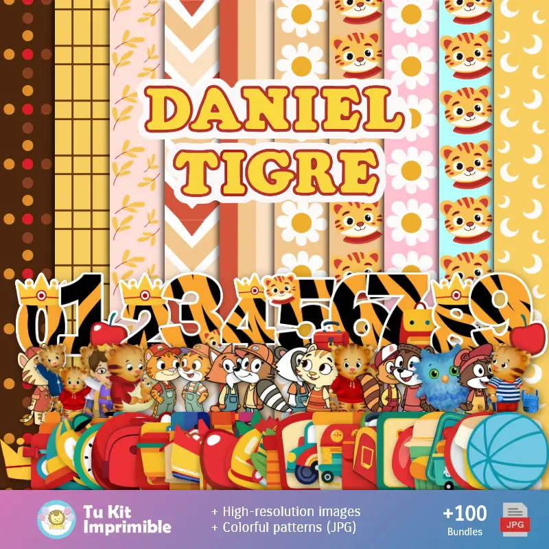 Patrões e Texturas Daniel o Tigre - Kits de Scrapbook e Festas