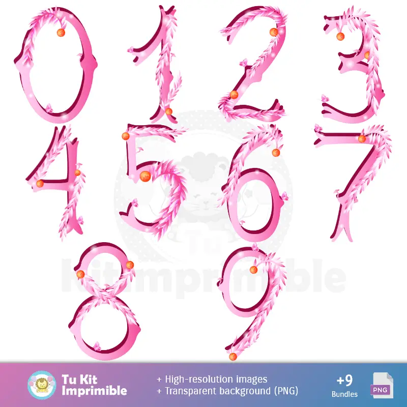 Números Temáticos | Padrões e Texturas Floresta Encantado - Kits de Scrapbook e Festas