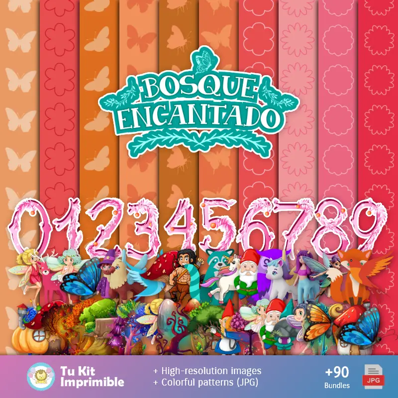 Padrões e Texturas Floresta Encantado - Kits de Scrapbook e Festas