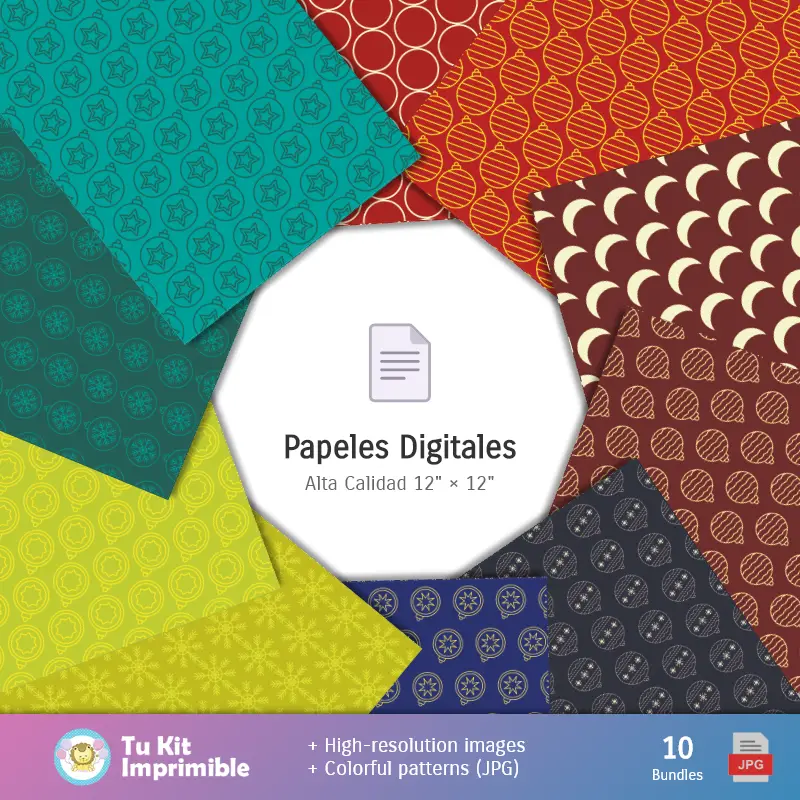 Collages | Padrões e Texturas Ano Novo - Kits de Scrapbook e Festas