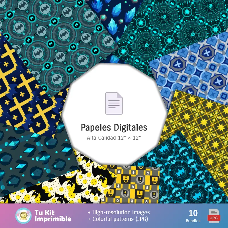 Padrões e Texturas Batman - Kits de Scrapbook e Festas