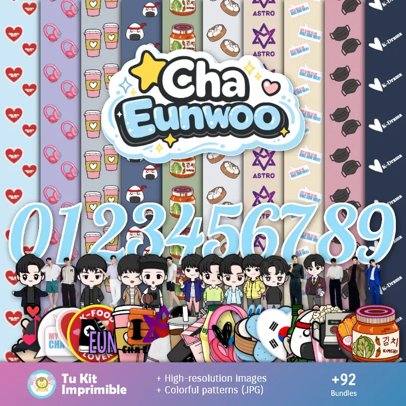 Modelli e texture di Cha Eunwoo - Kit per album e feste