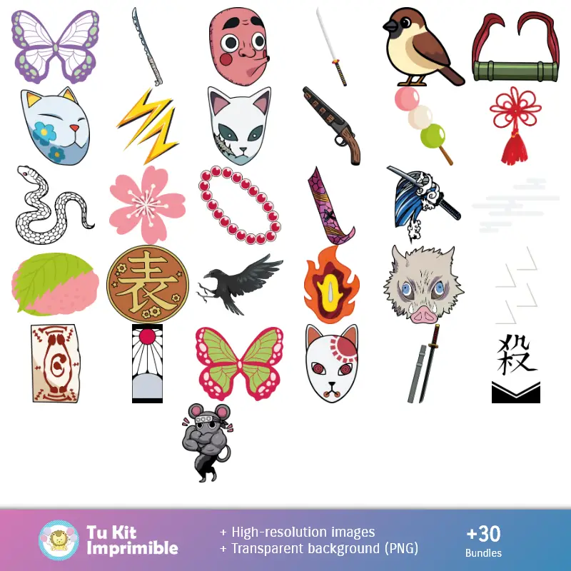 Accesorios | Modelli e texture di Demon Slayer - Kit per album e feste