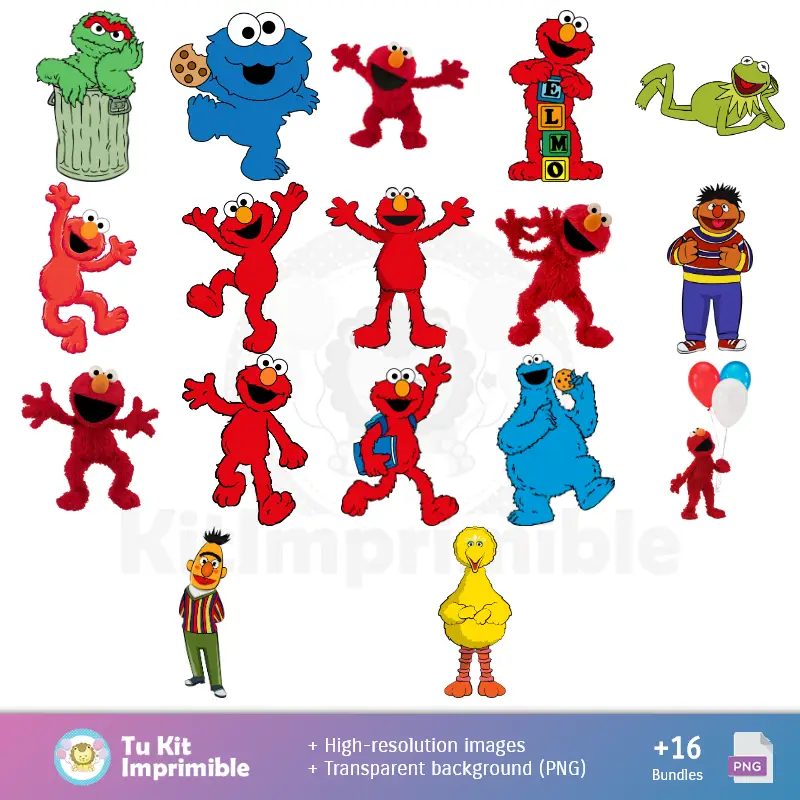 Personajes | Padrões e Texturas Elmo - Kits de Scrapbook e Festas