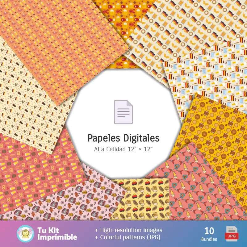 Collages | Padrões e Texturas Octoberfest - Kits de Scrapbook e Festas