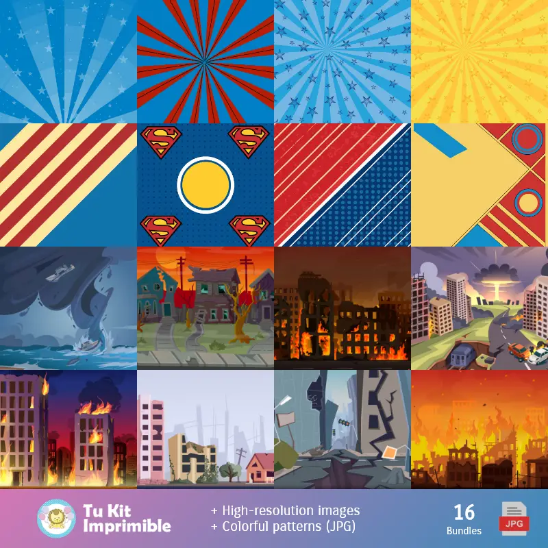 Fondos | Padrões e Texturas Superman - Kits de Scrapbook e Festas