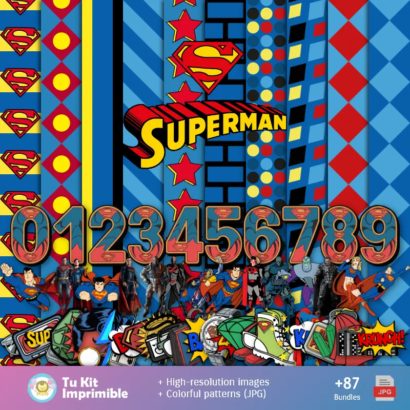 Padrões e Texturas Superman - Kits de Scrapbook e Festas