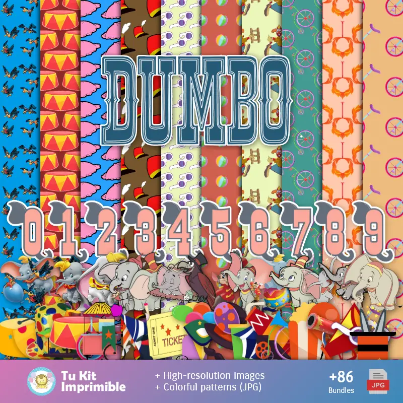 Padrões e Texturas Dumbo - Kits de Scrapbook e Festas