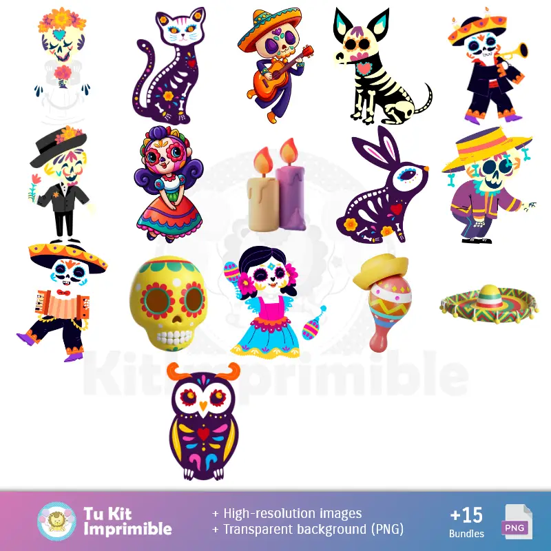 Números Temáticos | Patrões e Texturas Dia dos Mortos - Kits de Scrapbook e Festas