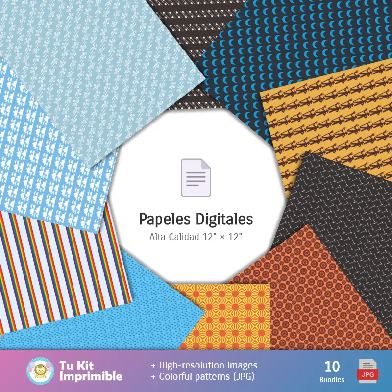 Collages | Patrões e Texturas Dia do Campesino - Kits de Scrapbook e Festas