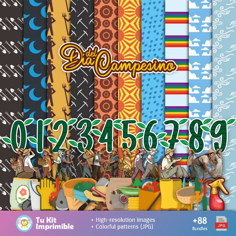 Patrões e Texturas Dia do Campesino - Kits de Scrapbook e Festas