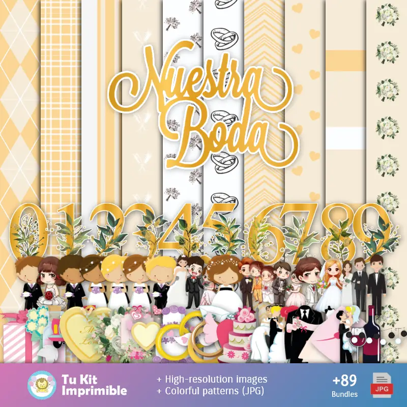 Padrões e Texturas Casamentos - Kits de Scrapbook e Festas