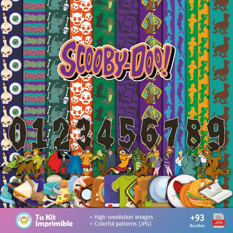 Patrões e Texturas Scooby-Doo - Kits de Scrapbook e Festas