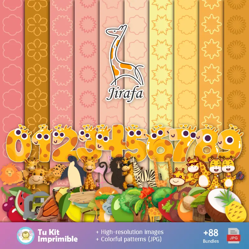 Padrões e Texturas Jirafas - Kits de Scrapbook e Festas
