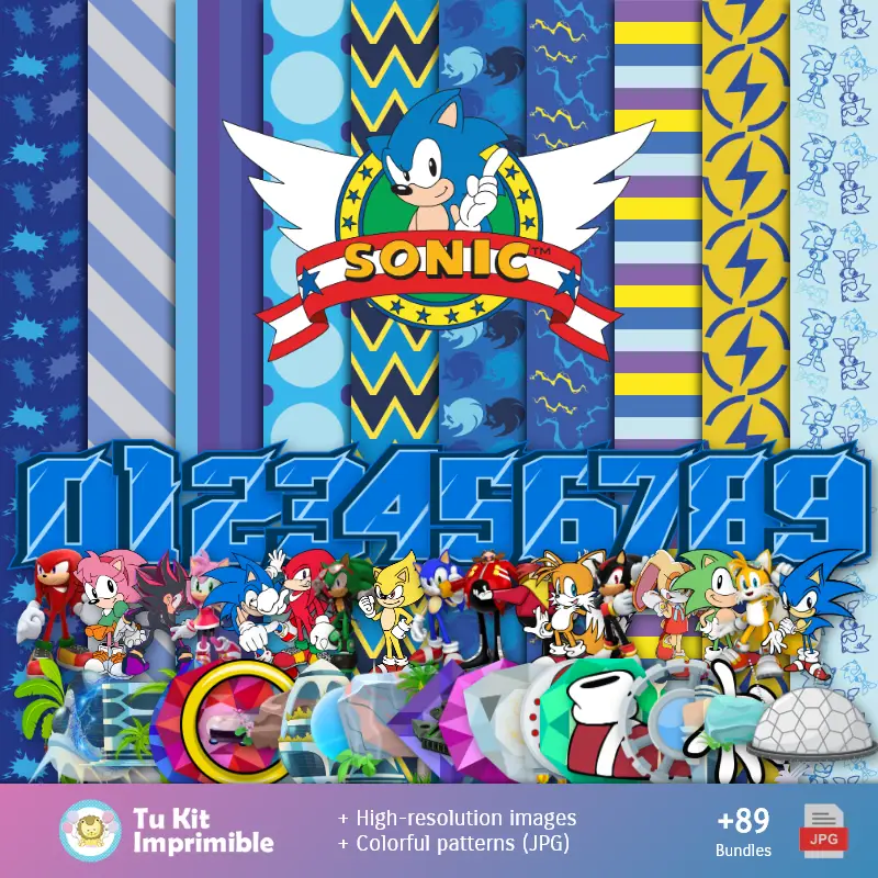 Padrões e Texturas Sonic - Kits de Scrapbook e Festas
