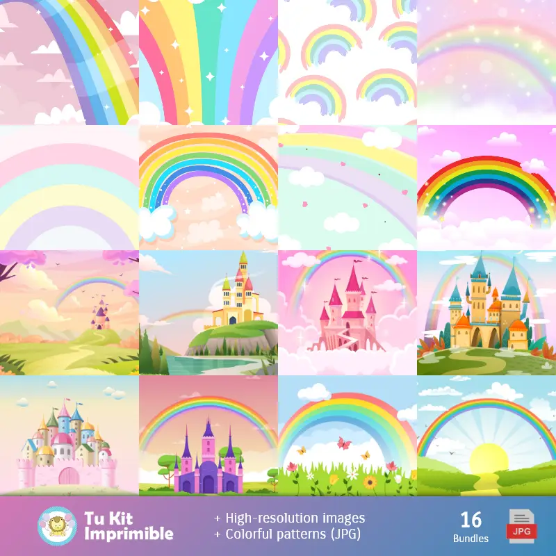 Fondos | Padrões e Texturas Unicornios - Kits de Scrapbook e Festas