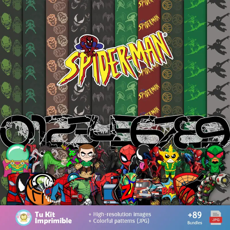 Accesorios | Padrões e Texturas Homem Araña - Kits de Scrapbook e Festas