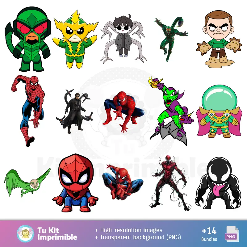 Personajes | Padrões e Texturas Homem Araña - Kits de Scrapbook e Festas