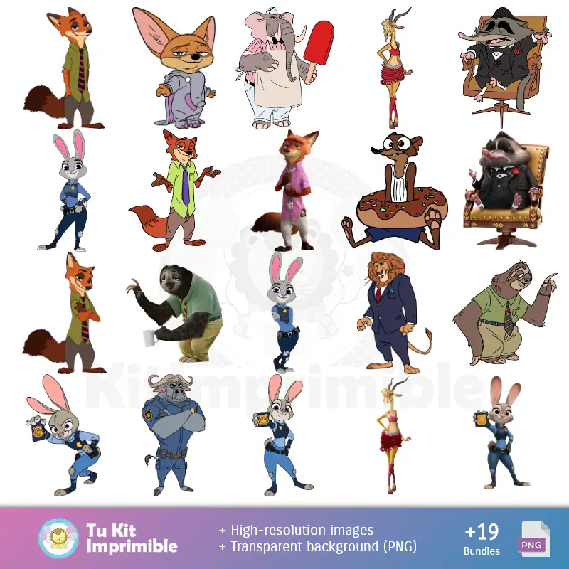 Personajes | Padrões e Texturas Zootopia - Kits de Scrapbook e Festas