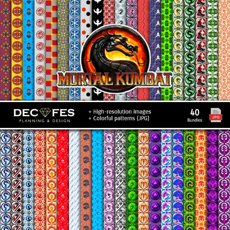 Fondos | Mortal Kombat Digital Paper Set - Fontane per Fiestas e Scrapbooking