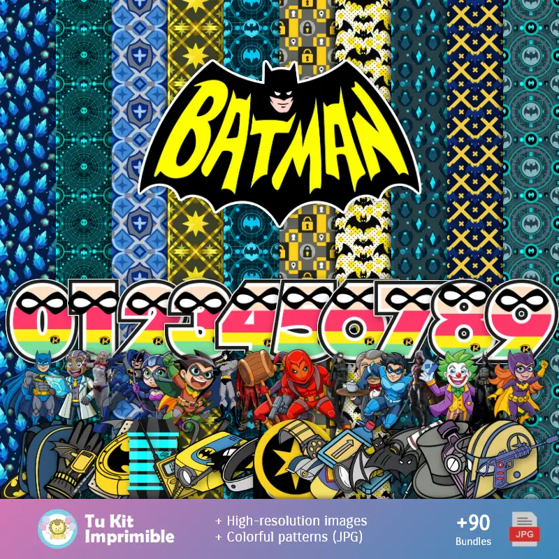 Motifs et textures Batman - Scrapbook et kits de soirée