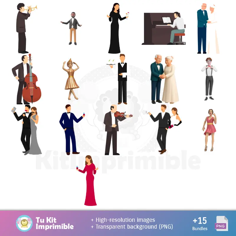 Personajes | Motifs et textures de 50 ans d'anniversaire - Scrapbook et kits de fête