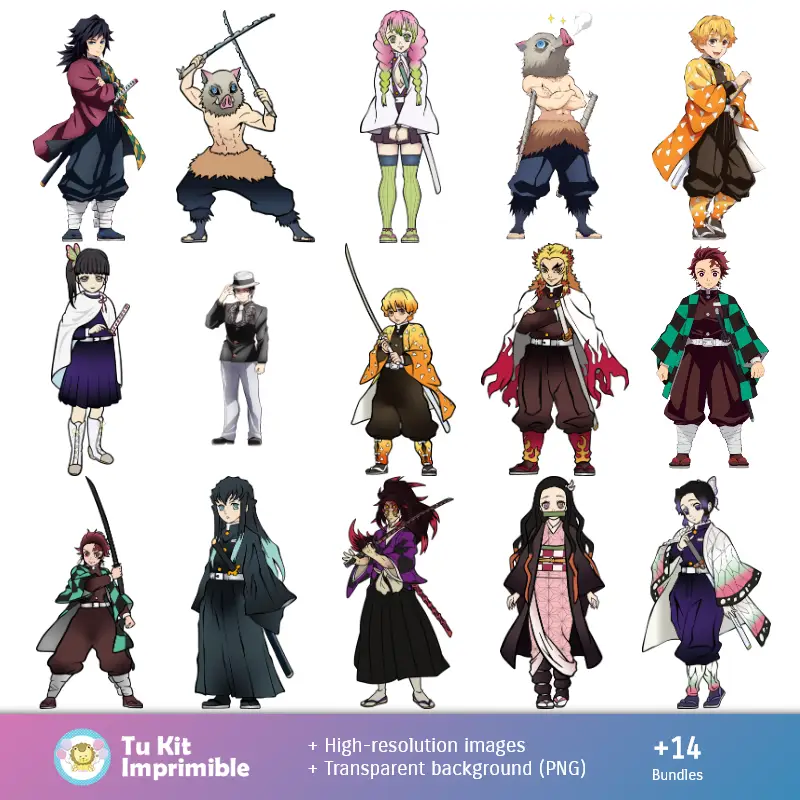 Personajes | Motifs et textures Demon Slayer - Kits de scrapbooking et de fête