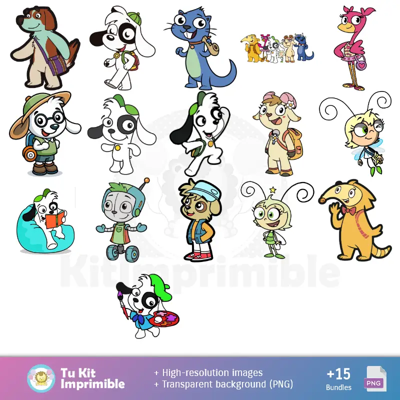 Personajes | Motifs et textures Doki - Scrapbook et kits de fête