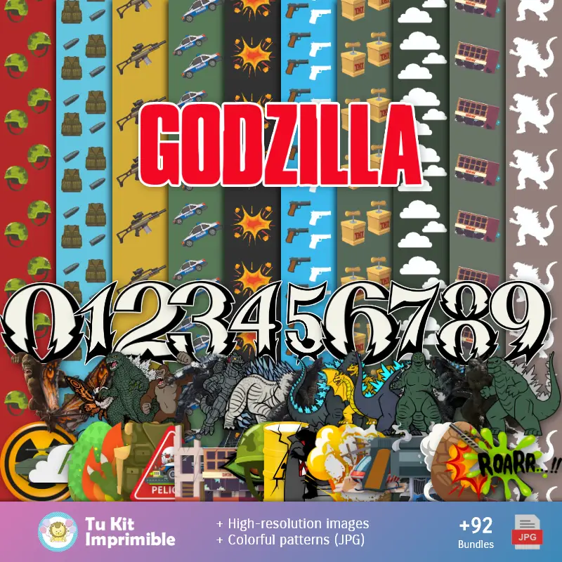 Motifs et textures Godzilla - Kits de scrapbooking et de fête