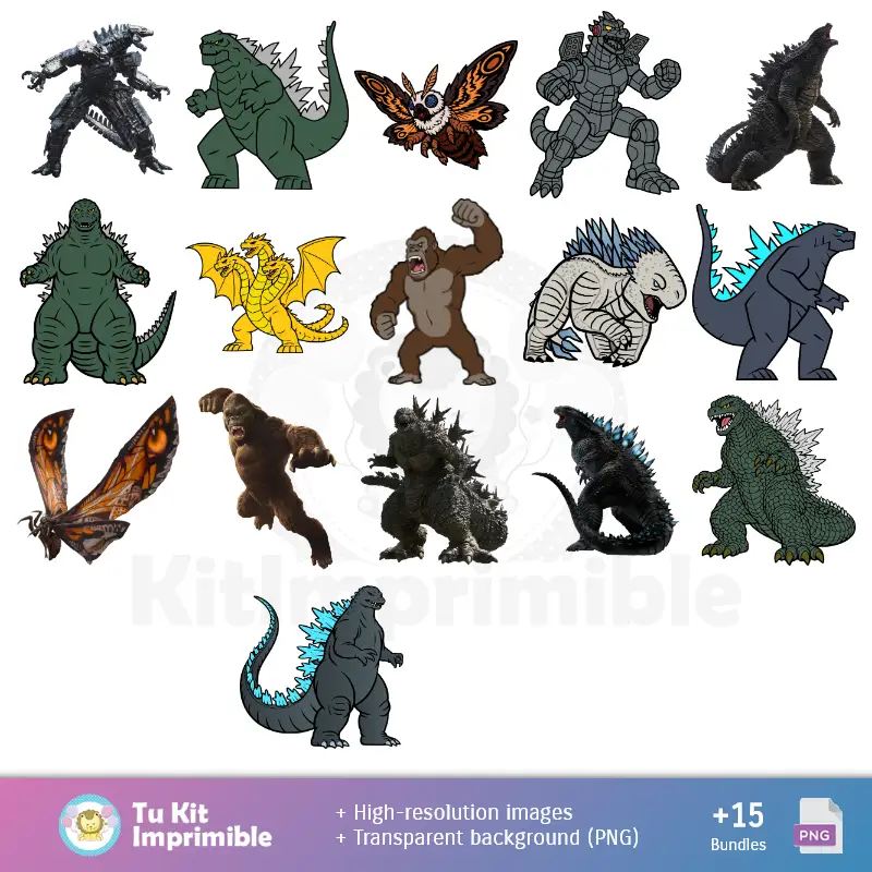 Personajes | Motifs et textures Godzilla - Kits de scrapbooking et de fête