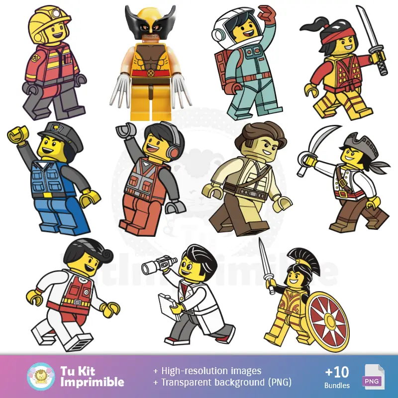 Personajes | Motifs et textures Lego - Scrapbook et kits de soirée