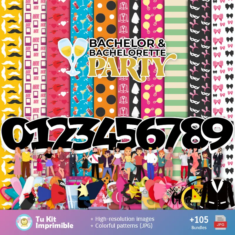 Motifs et textures pour enterrements de vie de garçon et de jeune fille - Kits de scrapbooking et de fête