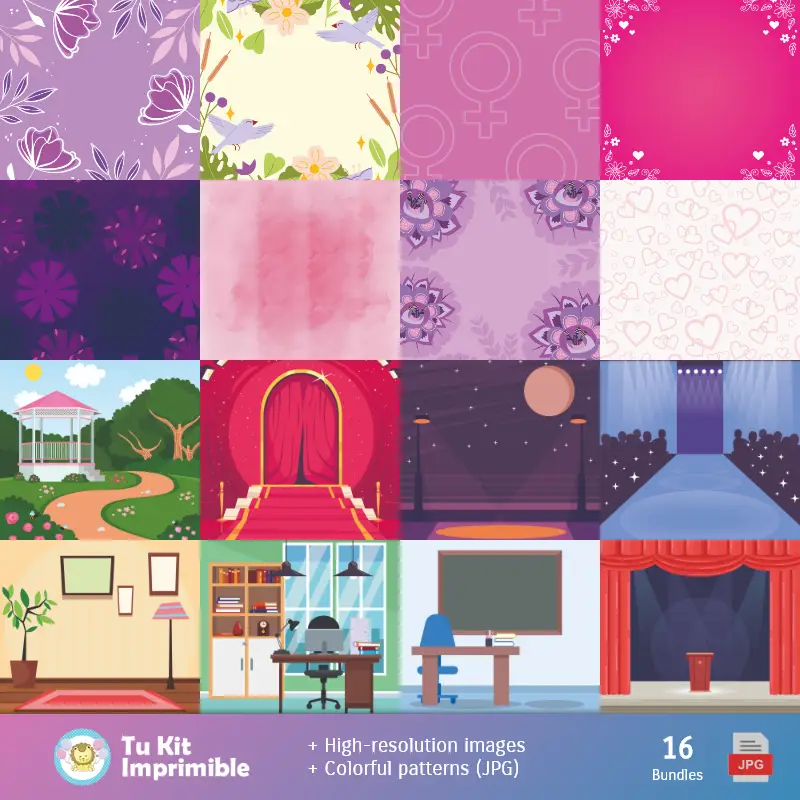 Fondos | Motifs et textures pour la Journée de la femme - Kits de scrapbooking et de fête