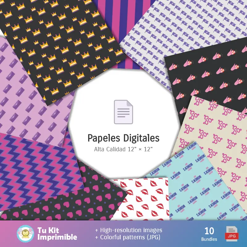 Collages | Motivi e texture per la festa della donna - Kit per scrapbooking e feste