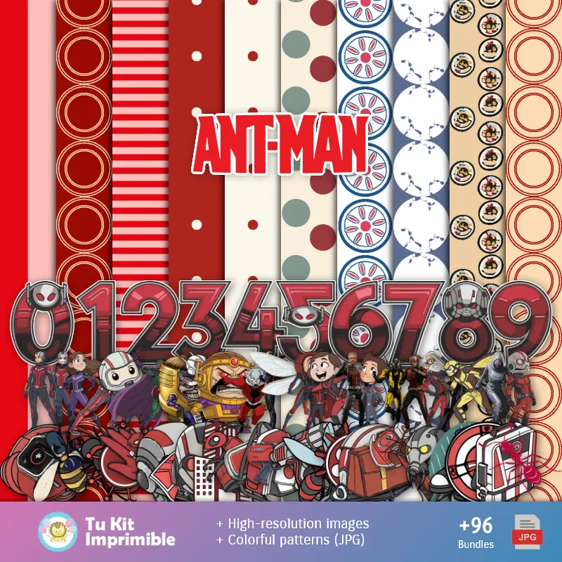 Personajes | Modelli e texture Ant-Man - Scrapbook e kit partito