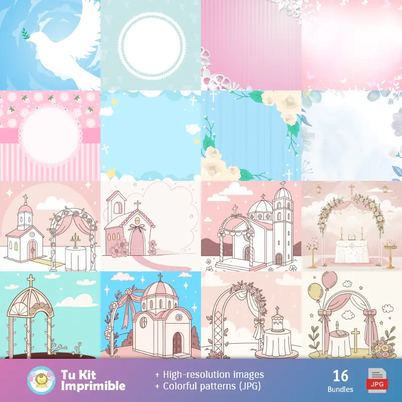 Accesorios | Modelli e texture Baptize Girl - Scrapbook e kit partito