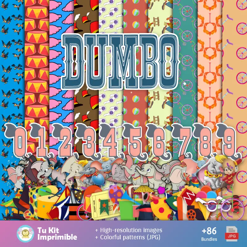 Modelli e texture Dumbo - Scrapbook e kit partito