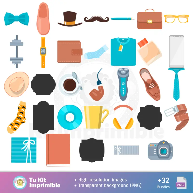 Accesorios | Modello e texture Giorno del Padre - Scrapbook e Kit di partito