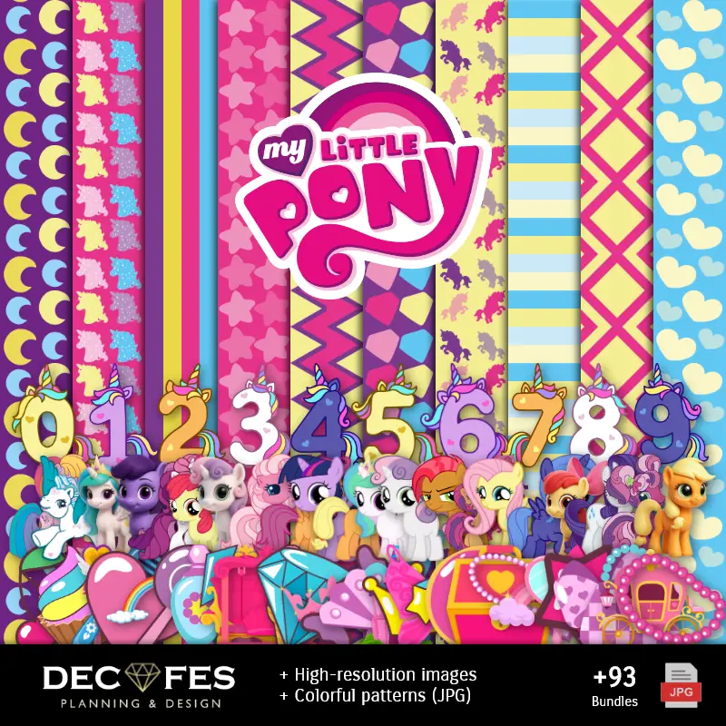 My Little Pony Equestria Digital Paper - Stampabile per Scrapbook e fai da te