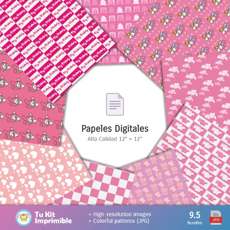 Collages | My Melody Backgrounds - Carte digitali per la decorazione