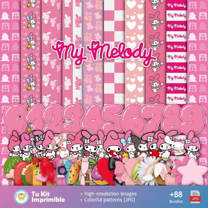 My Melody Backgrounds - Digital Papers for Decoration