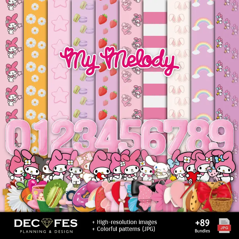My Melody Digital Paper - Materiali stampabili per scrapbooking e fai da te