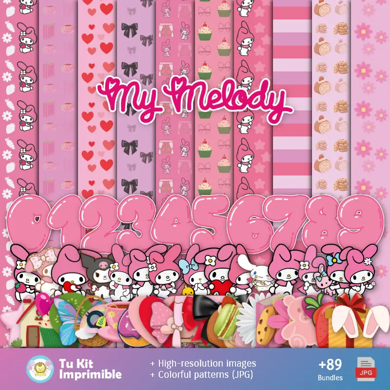 My Melody Patterns and Textures - Kits de scrapbooking et de fête
